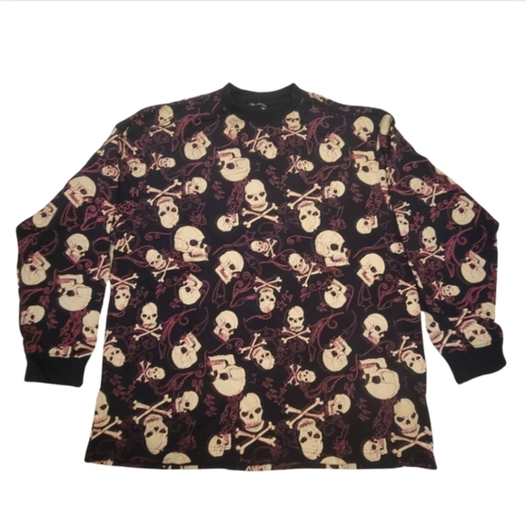 NWOT Men's 3XL Black Skull Rocker Halloween Sweatshirt Grunge High Class Society - Picture 1 of 12
